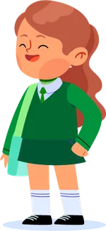Dibujo de una niña con el uniforme del colegio